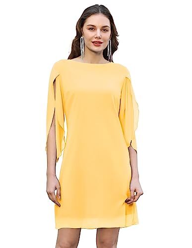 GRACE KARIN Donna Vestito Larga in Chiffon Elegante Maniche Corte Top T-Shirt Scollo Tondo per Chiffon Elegante XL