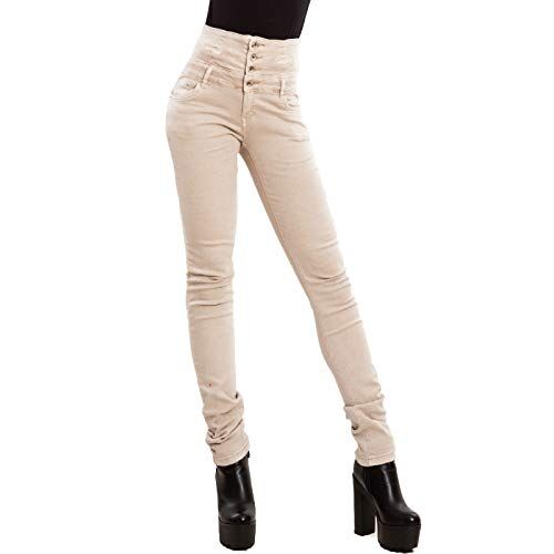 Toocool Jeans Donna Pantaloni Skinny Vita Alta Sigaretta Colorati Elastici Nuovi M5342 [XS,Beige]
