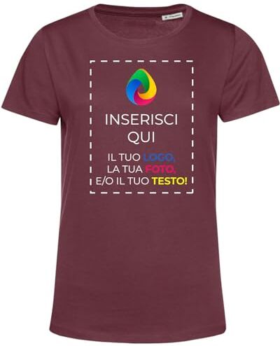 Teetaly Maglietta T-Shirt Donna con Stampa Personalizzata (Bordeaux, M)