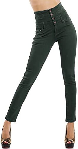 Toocool Jeans Donna Pantaloni Skinny Vita Alta Sigaretta Colorati Elastici Nuovi M5342 [XL,Verde Scuro]