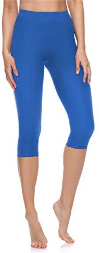 Merry Style Leggings Donna 3/4 Pantaloni Capri Morbidi e Confortevoli Leggins Donna in Cotone Traspirante Elastici e Delicati sulla Pelle Sensibile MS10-199 (Cobalto,XXL)