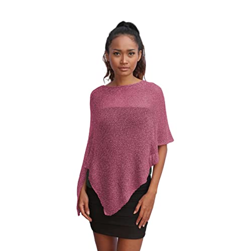 Unique Poncho Coprispalle da Donna Elegante da Cerimonia o Sera Poncho Donna in Rete di Viscosa Termica con Essenza di Fiore di Ciliegio (Rosa Antico)