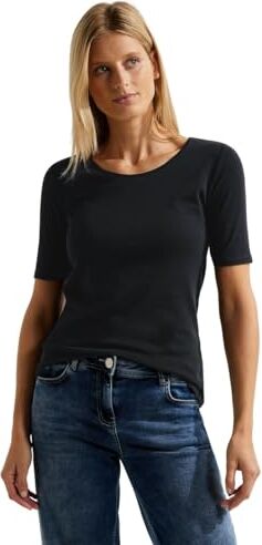 Cecil Stile Lena T-Shirt, Nero Nuovo, XS Donna