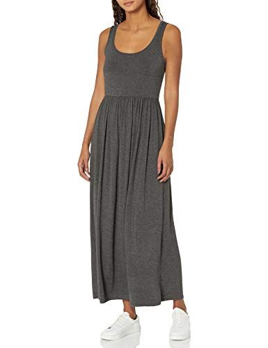 Amazon Essentials Maxi Abito a Canottiera con Vita Stretta (Taglie Forti Disponibili) Donna, Carbone Puntinato, L