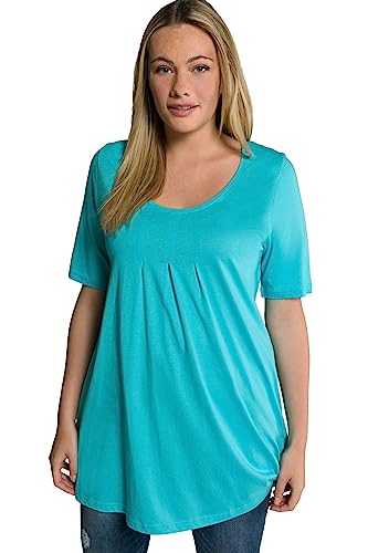 ULLA POPKEN Maglietta Corte, con Pieghe Decorative, Scollo Rotondo, Mezze Maniche, Modal T-Shirt, Theodore River (Colore di Ricambio), 48-50 Donna