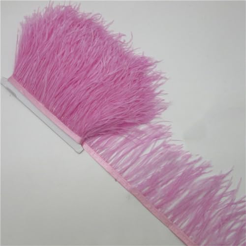 Kiioouu Nastro con piume di struzzo per gonne/vestiti, 9,1 m, 10-15 cm, per fai da te, con piume, abbigliamento, 9,1 m, rosa chiaro