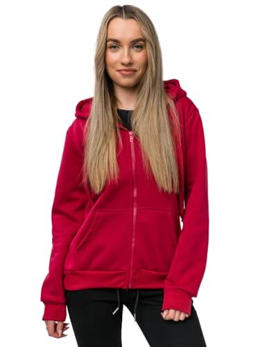 BOLF Donna Felpa con Cappuccio Maglia a Zip Manica Lunga Classica Hoodie Tempo Libero Sport Fitness Outdoor Basic Casual Style W03B Bordo S [A1A]