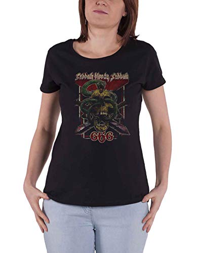 Black Sabbath T Shirt Bloody Sabbath 666 Nuovo Ufficiale da Donna Skinny Fit Size L