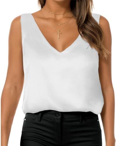 Getervb Canottiera Donna Elegante Senza Maniche Canotta Raso Sottogiacca Estiva Camisole Scollo a V Tank Shirt Basic Casual