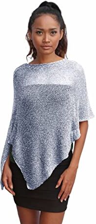 Unique Poncho Coprispalle da Donna Elegante da Cerimonia o Sera Poncho Donna in Rete di Viscosa Termica con Essenza di Fiore di Ciliegio (Grigio Argento)