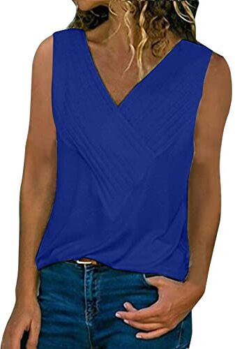 Generic Canotta da donna senza maniche con paillettes Club Evening Party Top Bretelle da donna Top da donna (03B-Blue, XXXL)