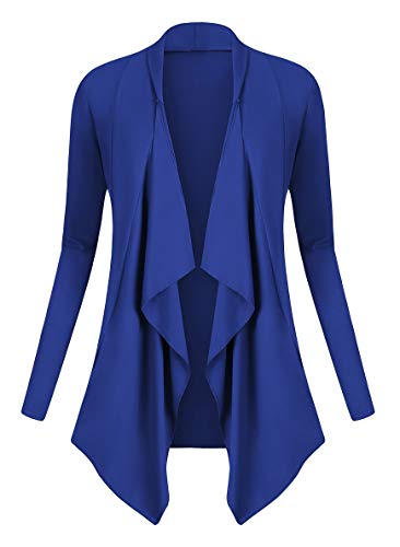 Urban GoCo Donna Drape anteriore Aprire bordo irregolare Cardigan XL Blu Reale