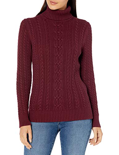 Amazon Essentials Maglione A Collo Alto Intrecciato con Screziatura (Taglie Forti Disponibili) Donna, Bordeaux, XL