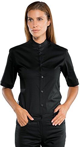 ISSACO Isacco Camicia Unisex Detroit Stretch Nero, Nero, L, 97% Cotone 3% Spandex, Mezza Manica