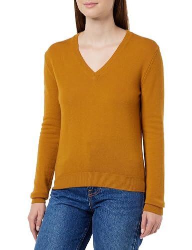 United Colors Of Benetton Maglia Scollo V M/L , Maglione Donna, Tabacco 072, S