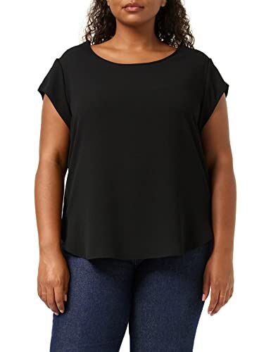 Only Donne Maglietta Blusa a Manica Corta in Tinta Unita con Scollo Rotondo, Camicetta T-Shirt Maglia Top ONLVIC, Colore:Nero, Taglia:34