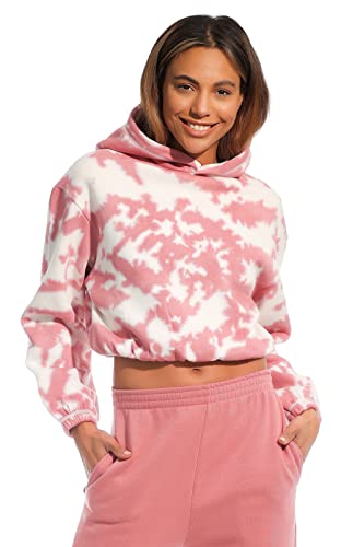 Light & Shade Lights & Shade  Maglietta da Donna con Cappuccio, Tie-Dye Cropped Rosa, XL