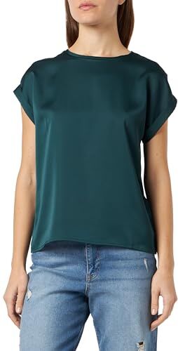 Vila Viellette S/S Satin Top-Noos Camicia a Maniche Corte, Pino Ponderosa, 48 Donna