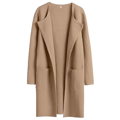 Hitrod Cappotto cardigan da donna, cardigan da donna con tasche, Cardigan in maglia con capispalla caldi, aperto sul davanti, Giacca con risvolto con tasche Cappotto a maniche lunghe Cardigan Abito