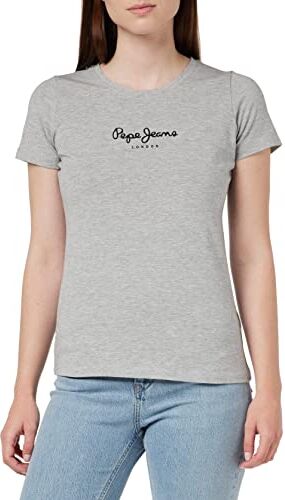 Pepe Jeans New Virginia Maglietta da Donna Slim Fit a Maniche Corte, Grigia (Grey Marl), S