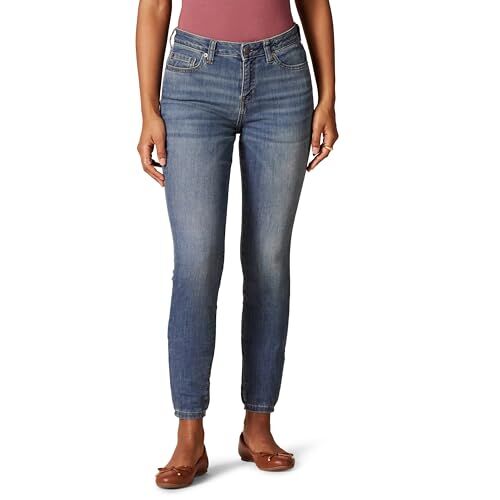 Amazon Essentials Jeans Curvy Aderenti A Vita Media Donna, delavé Medio, 44 Lungo