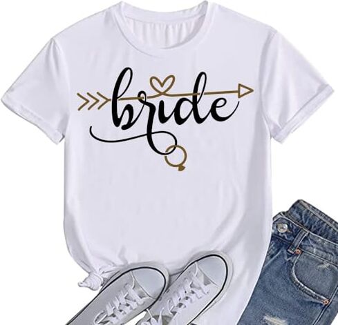 JPHCHSC Moda Donna t-Shirt Sposa Squad Camicette Addio al Nubilato Tshirt da Sposa Team Bride Top Addio al Nubilato Addio al Nubilato Magliette a Maniche Corte 056