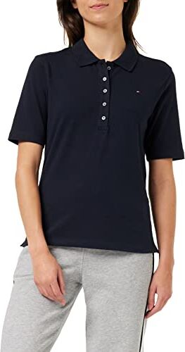 Tommy Hilfiger Maglietta Polo Maniche Corte Donna 1985 Pique Polo Regular Fit, Blu (Desert Sky), XS