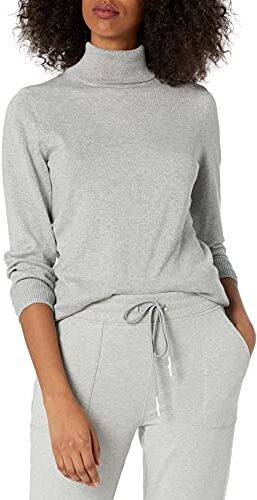 Amazon Essentials Maglione A Collo Alto E Maniche Lunghe Leggero con vestibilità Classica (Taglie Forti Disponibili) Donna, Grigio Chiaro Puntinato, XS