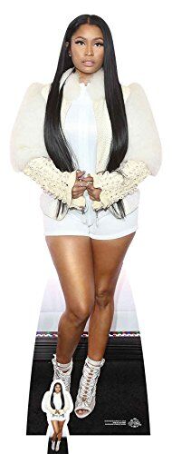 STAR CUTOUTS Nicki Minaj (Giacca di Pelliccia Bianca) a grandezza Naturale Ritagliata in Cartone con Mini Taglio da Tavolo, Multicolore, 163 x 59 x 163 cm