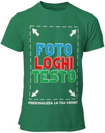 fashwork Maglietta Personalizzata Uomo Donna, T-Shirt Personalizzabile con Stampa Manica Corta in Cotone, Personalizza la Tua t-Shirt con Foto Scritta o Logo Forest Green Taglia S