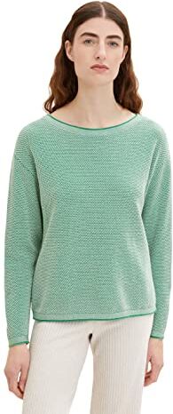 TOM TAILOR Le signore Maglione lavorato a maglia con struttura , 31311 Green Bubble Structure, S