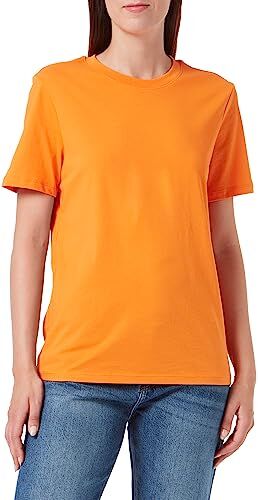 PIECES Pcria SS Solid Tee Noos BC T-Shirt, Arancione, XL Donna