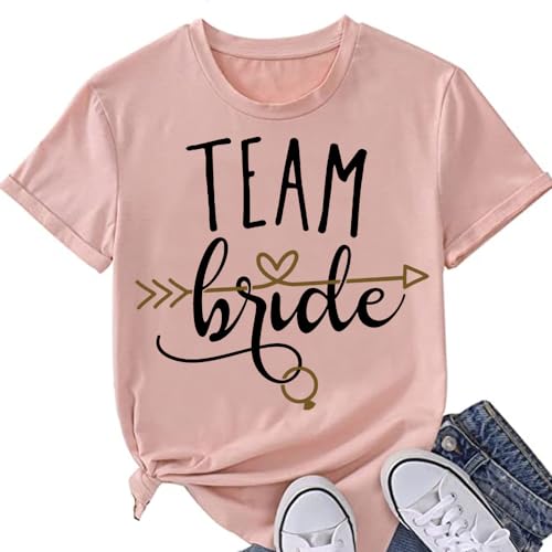 JPHCHSC Moda Donna t-Shirt Sposa Squad Camicette Addio al Nubilato Tshirt da Sposa Team Bride Top Addio al Nubilato Addio al Nubilato Magliette a Maniche Corte 056