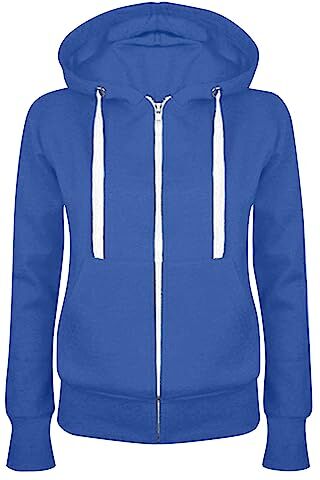 Masrin Felpa da donna Full Zip Giacca per le mezze stagioni, in tinta unita, con cappuccio, giacca college leggera, con cappuccio, in cotone, blu reale, XXL