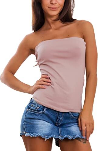 Toocool Top Fascia Donna Tubo Tube Senza Maniche Bandeau Aderente Corpetto AS-835-1 [Taglia Unica,Rosa Antico]