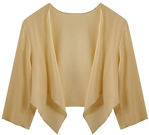 Irevial Cardigan Donna Elegante Bolero a Maniche 3/4 Leggero Coprispalle Primavera Cachi M