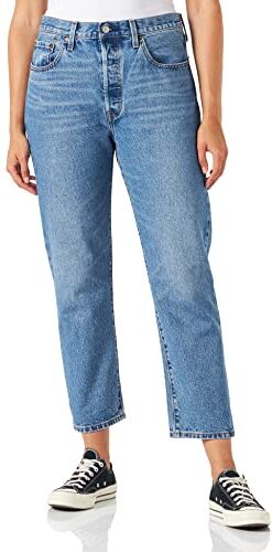 Levis 501® Crop, Jeans Donna, Medium Indigo Worn In, 25W / 28L