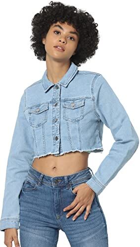 Only Onlwonder LS Cropped DNM Jacket Gua Giacca Jeans, Mix Blu Chiaro, S Donna