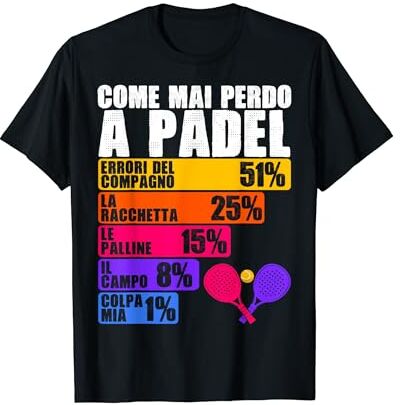 Divertente Regalo Padelista e Amante del Padel Come Mai Perdo A Padel Maglia Divertente Regalo Padelisti Maglietta