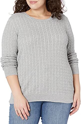 Amazon Essentials Maglione A Girocollo A Coste Leggero A Manica Lunga (Disponibile in Taglie Forti) Donna, Grigio Chiaro Puntinato, L