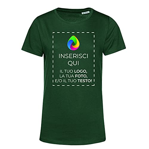 Teetaly Maglietta T-Shirt Donna con Stampa Personalizzata (Verde Foresta, M)