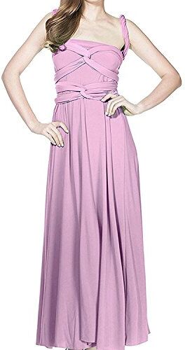 IBTOM CASTLE Donna Elegante Vestito Lunghe Senza Schienale Scollo a V Senza Maniche Transformare Infinity Maxi Abito Sera Multiway Avvolgere Damigella d' Onore Formale Matrimonio Festa Viola Chiaro S