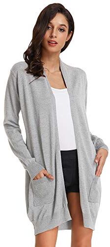 GRACE KARIN Donna Cardigan Lungo Classico a Maniche Lunghe Maglione Largo Primavera Cappotto Casual S CLAF1003-16