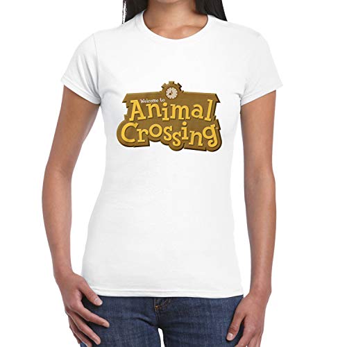 Animal Crossing Logo Donna T-Shirt Bianco M 100% Cotone Regular