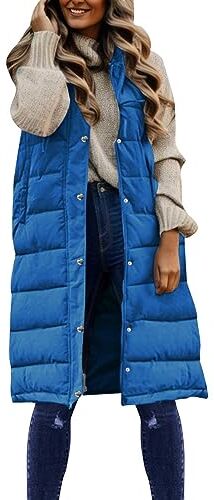 RYTEJFES Gilet trapuntato da donna lungo con cappuccio beige leggero con cappuccio lungo blu verde bianco beige nero senza maniche grigio giubbotto trapuntato gilet gilet invernale giacca lunga mezza