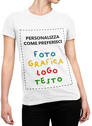 CHEMAGLIETTE! Maglietta Personalizzata Donna 100% Cotone T-Shirt con Stampa Foto, Logo, Scritte Ideale per Addio Nublato, Compleanno, Festa Papà, Mamma, Laurea, Pensione