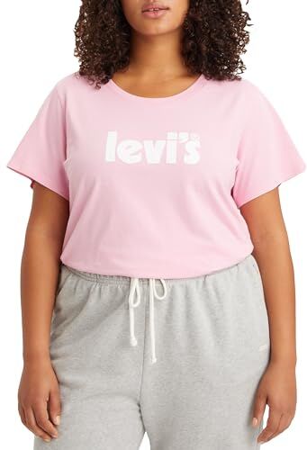 Levis Plus Size Perfect Tee, T-shirt Donna, Poster Logo Prism Pink, 1XL