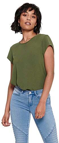 Only Onlvic S/S Solid Top Noos Wvn T-Shirt, Marrone (Terracota), 44 EU Donna