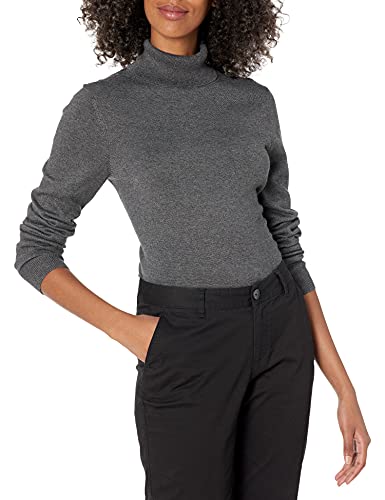 Amazon Essentials Maglione A Collo Alto E Maniche Lunghe Leggero con vestibilità Classica (Taglie Forti Disponibili) Donna, Carbone Puntinato, S