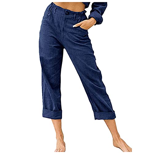 KEERADS Pantaloncini Tennis Corto Pantaloni cordino elastico in cotone pantaloni casual schiena donna pantaloni biancheria pantaloni pantaloni vita pantaloni jeans vita alta di grandi dimensioni (Navy-e, XXXL)